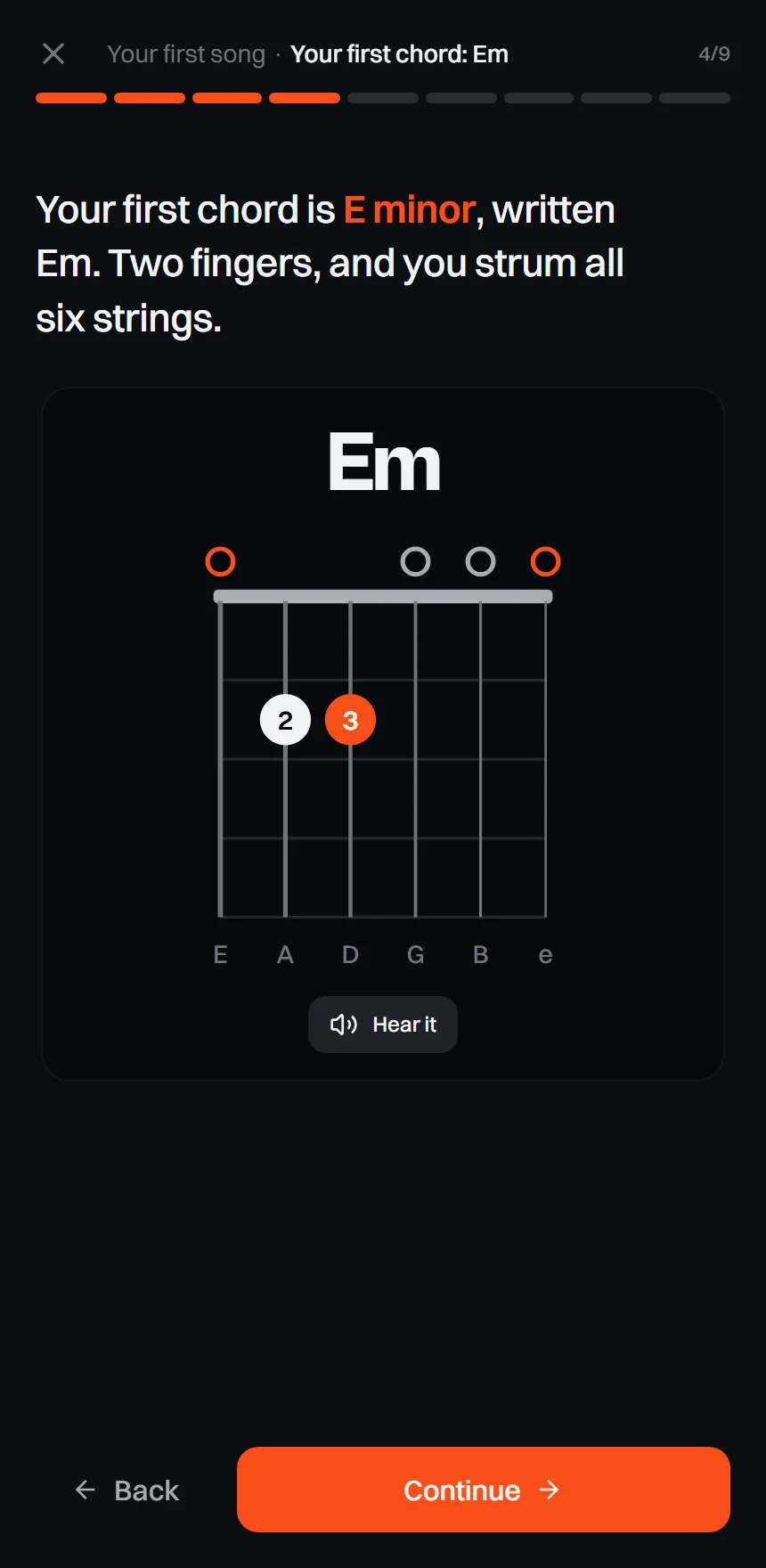 Lesson 1: your first chord, Em